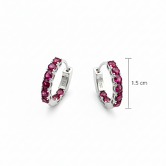 925 Sterling Silver Ruby Blush Hoop Earrings