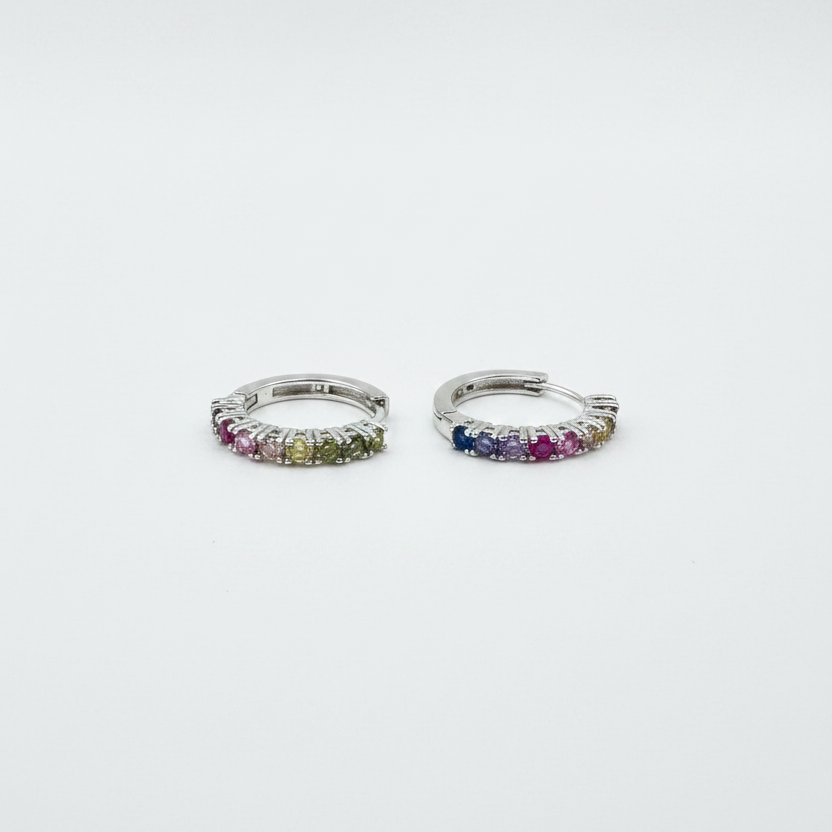 925 Sterling Silver Pastel Prism Hoop Earrings