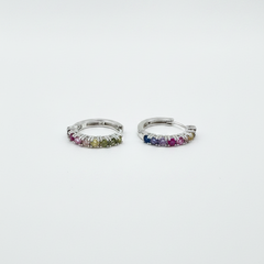 925 Sterling Silver Pastel Prism Hoop Earrings