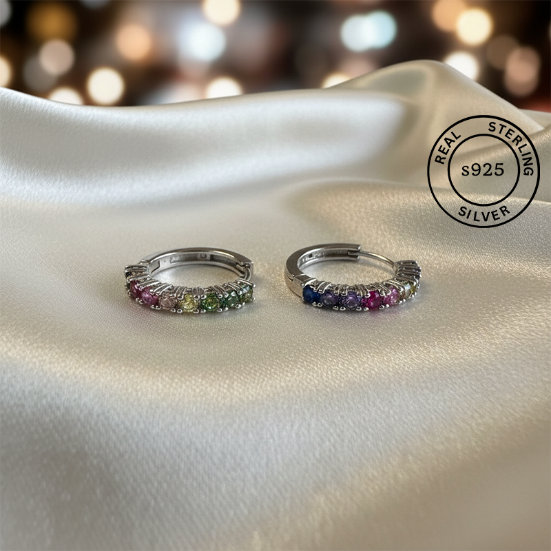 925 Sterling Silver Pastel Prism Hoop Earrings