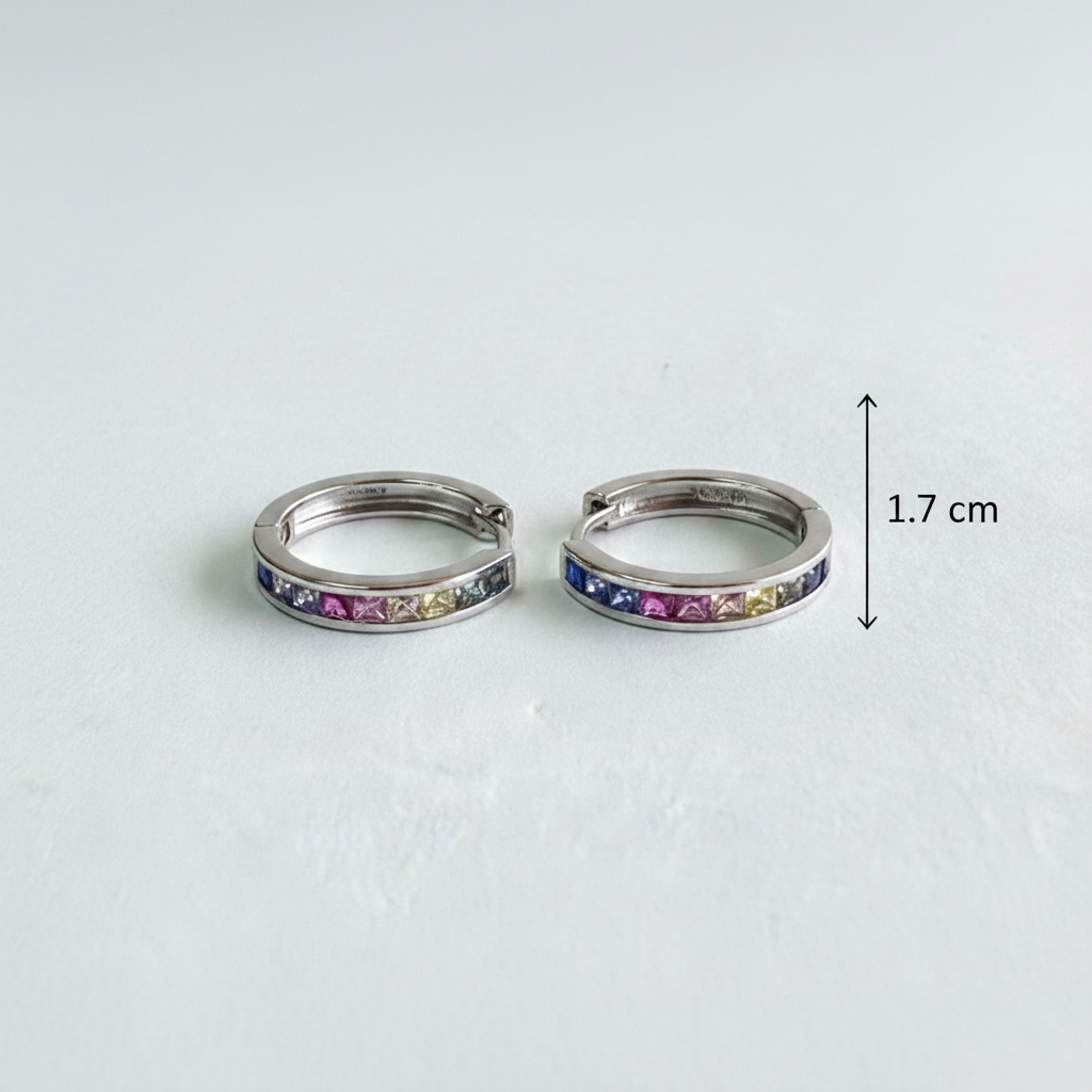 925 Sterling Silver Rainbow Luxe Hoop Earrings