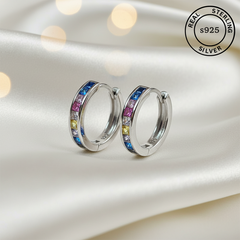 925 Sterling Silver Rainbow Luxe Hoop Earrings