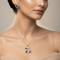 Silver Floral Bliss Pendant Set