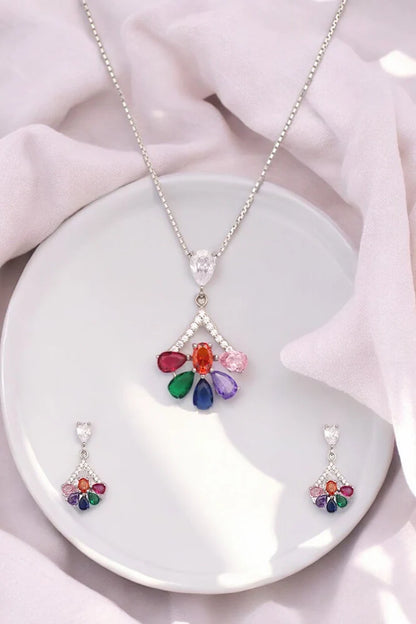 Silver Sunshine Pendant Set