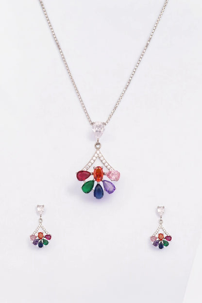 Silver Sunshine Pendant Set