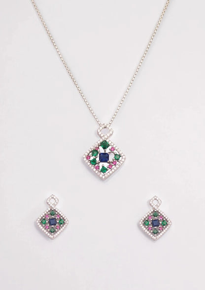 Silver Prismatica Pendant Set