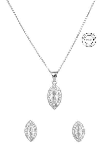 Silver Sleek Solitaire Pendant Set