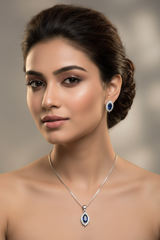 Silver Sapphire Sky Pendant Set