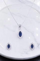 Silver Sapphire Sky Pendant Set