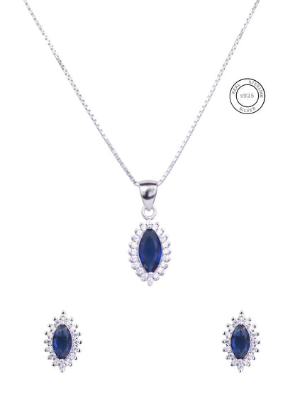 Silver Sapphire Sky Pendant Set