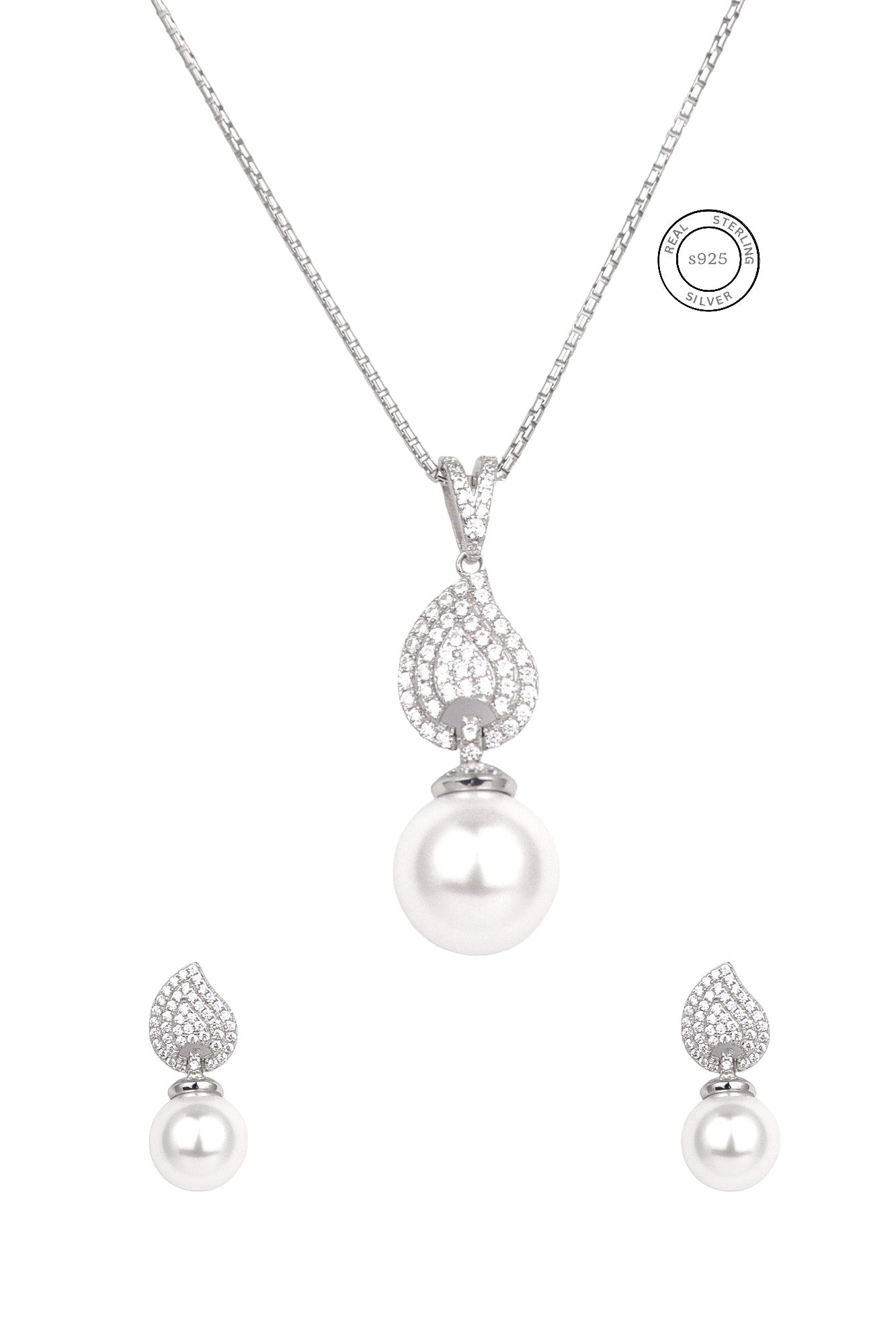 Silver Pearl Essence Pendant Set