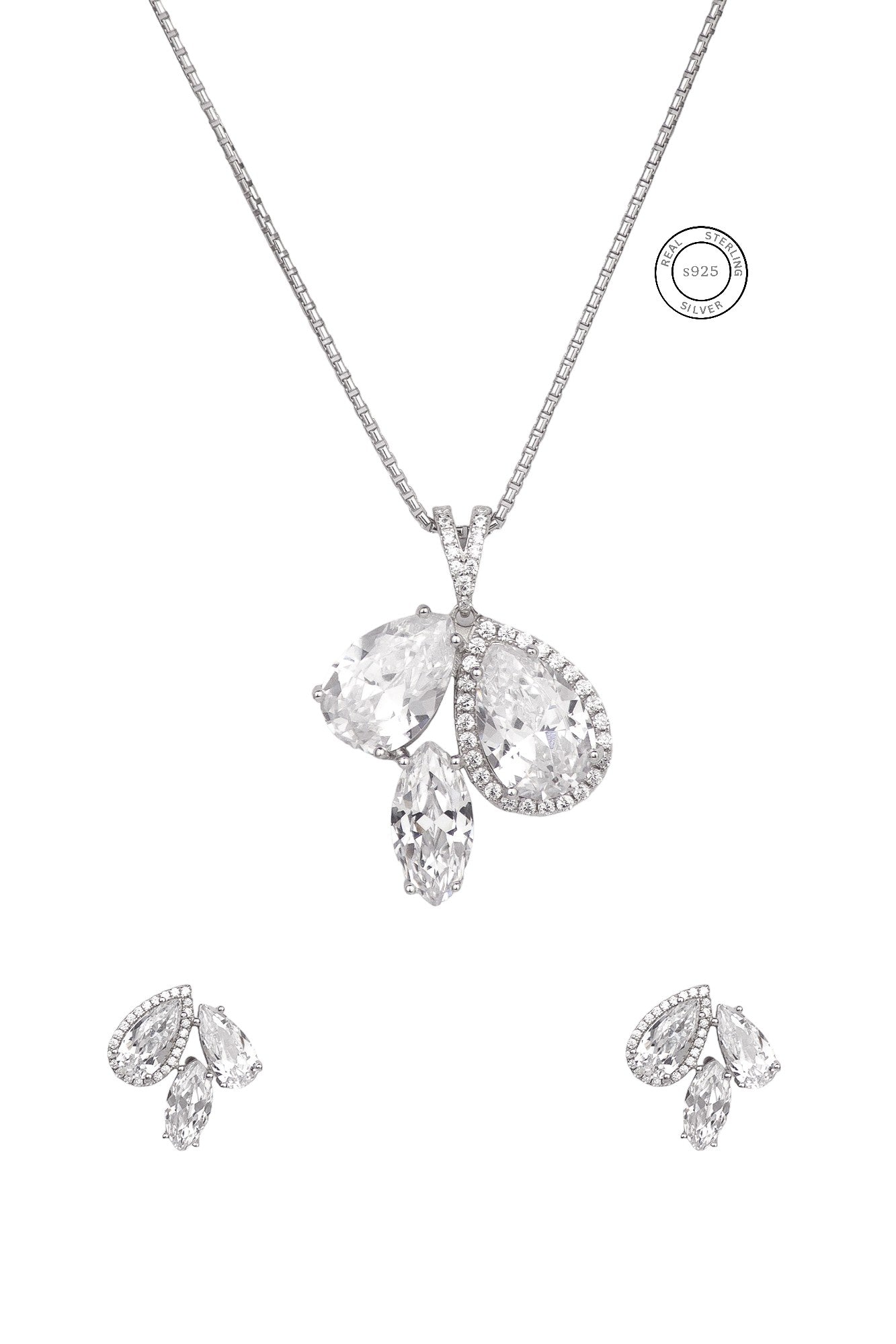 Silver Sparkling Elegance Pendant Set