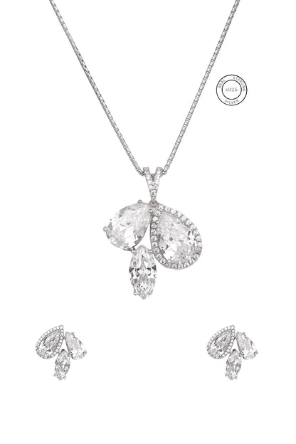 Silver Sparkling Elegance Pendant Set