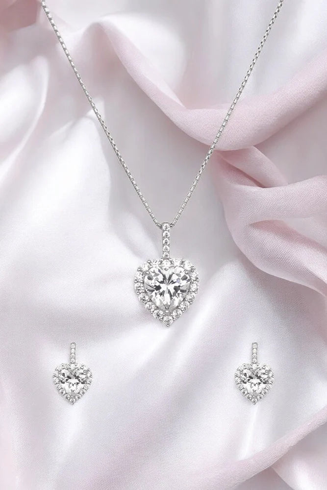 Silver Heartfelt Pendant set