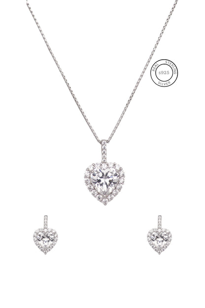 Silver Heartfelt Pendant set