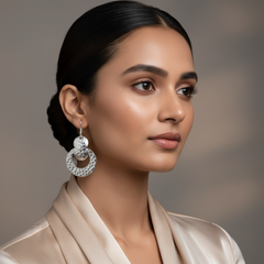 Silver Moonlight Chandbali Danglers