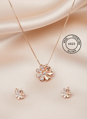 Rosegold Floral Charm Pendant Set