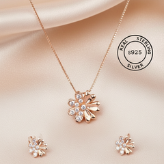 Rosegold Floral Charm Pendant Set