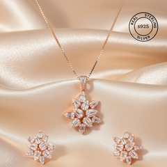 Rosegold Floral Love Pendant Set