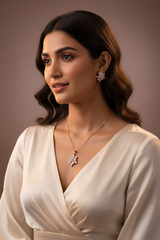 Rosegold Floral Love Pendant Set