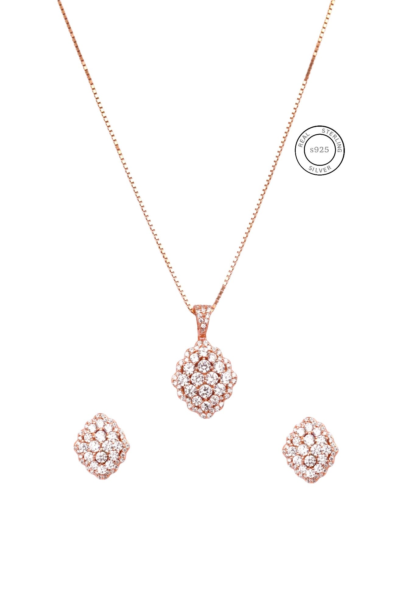 Rosegold Zircon Elegance Pendant Set