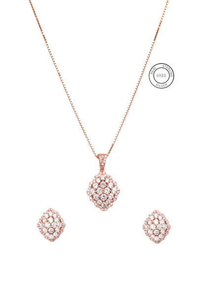 Rosegold Zircon Elegance Pendant Set