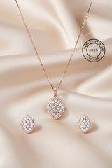 Rosegold Zircon Elegance Pendant Set