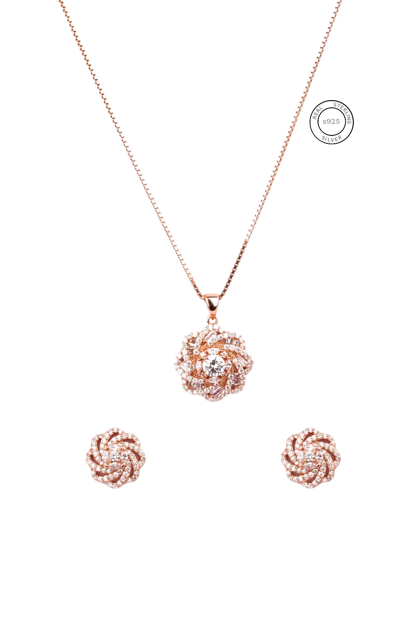 Rosegold Floral Elegance Pendant Set