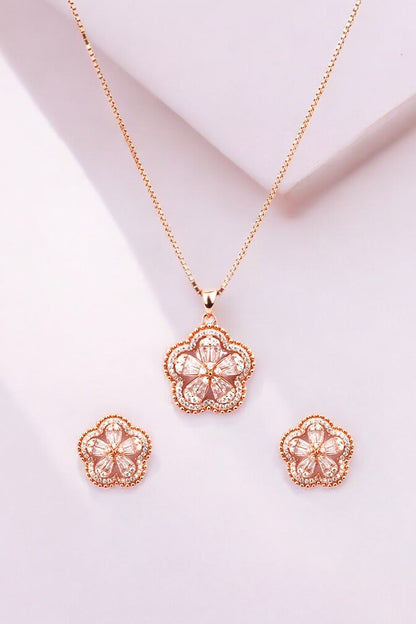 Rosegold Floral Fusion Pendant Set