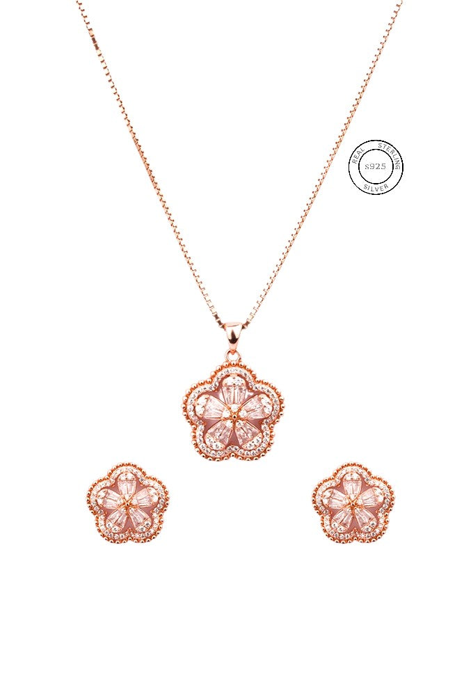 Rosegold Floral Fusion Pendant Set