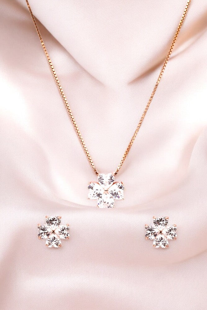 Rosegold Lily Blossom Pendant Set