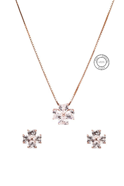 Rosegold Lily Blossom Pendant Set