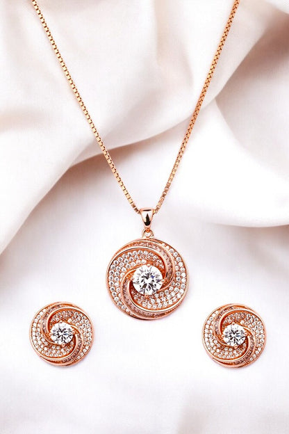 Rosegold Spiral Elegance Pendant Set