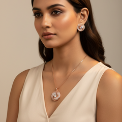 Rosegold Spiral Elegance Pendant Set