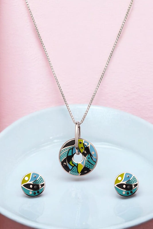 Silver Aqua Elegance Pendant Set