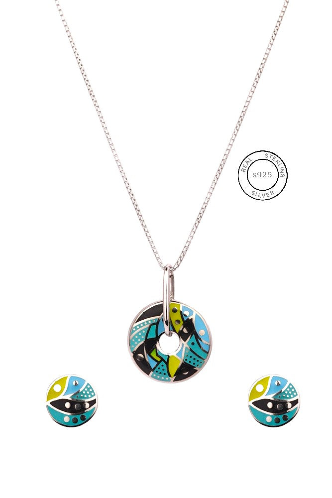 Silver Aqua Elegance Pendant Set