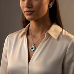 Silver Aqua Elegance Pendant Set