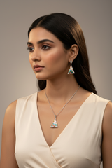 Silver Vibrant colorful Pendant Set