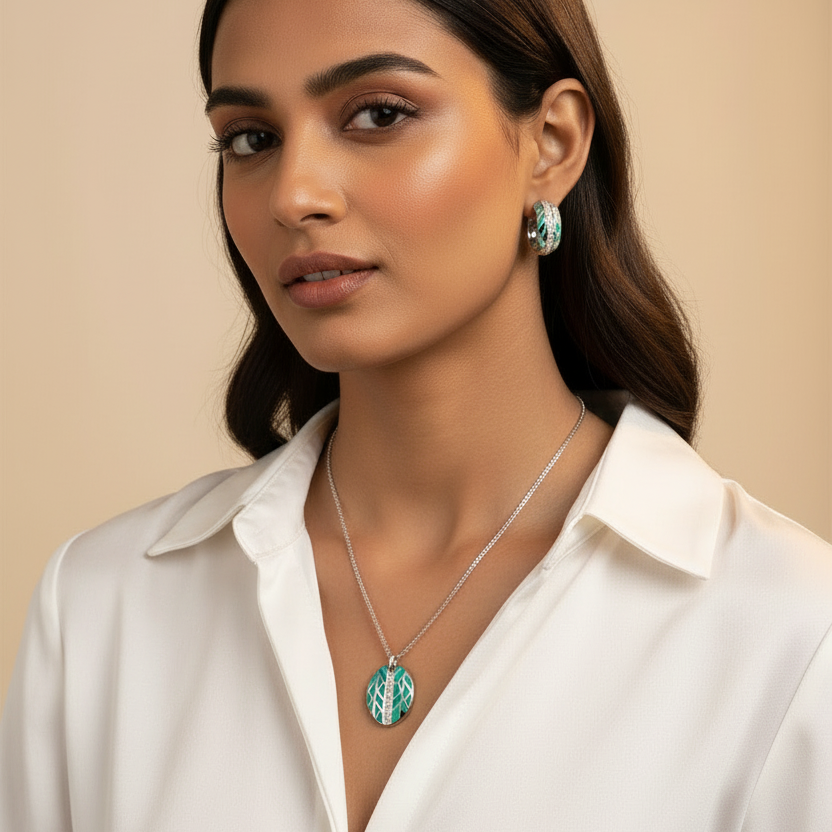Silver Beach Love Pendant Set