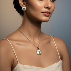 Silver Nature Inspired Pendant Set