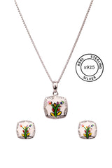 Silver Nature Inspired Pendant Set