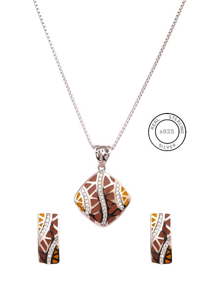 Silver Chic Brown Modern Pendant Set