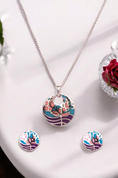 Silver Aqua Flair Pendant Set