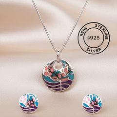 Silver Aqua Flair Pendant Set
