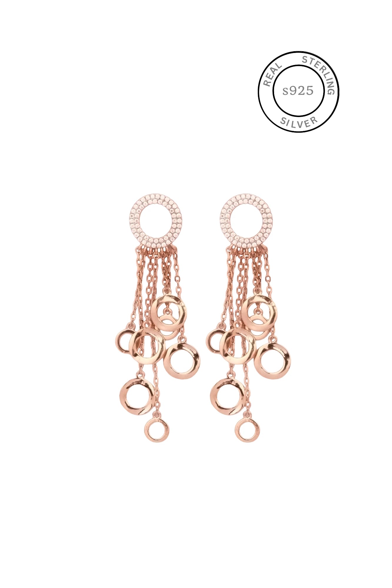 Rosegold Hanging Circle Charms Danglers