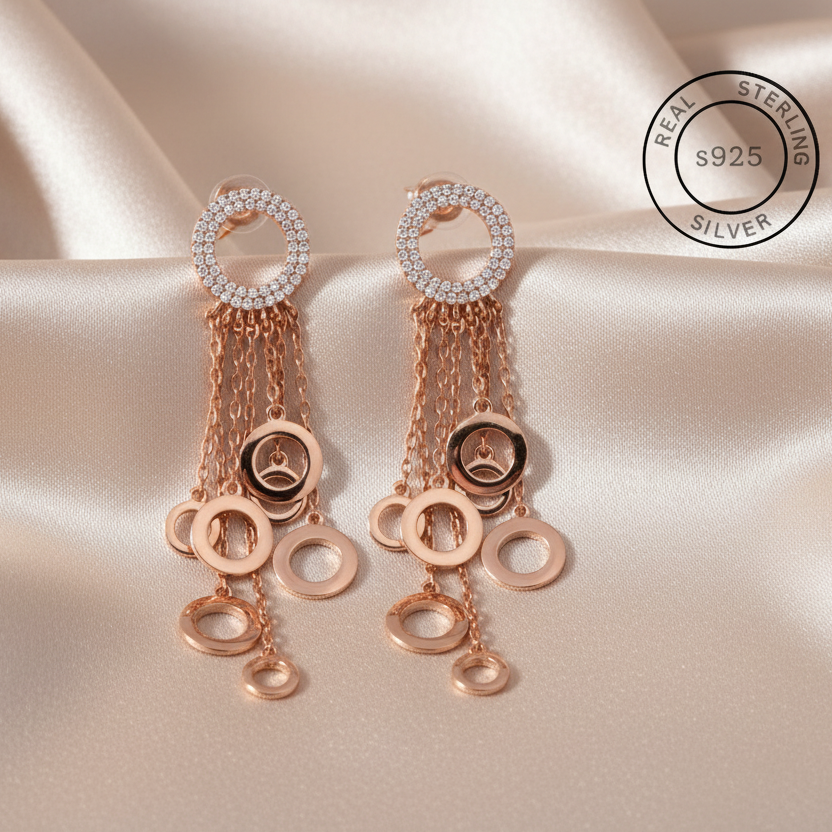 Rosegold Hanging Circle Charms Danglers