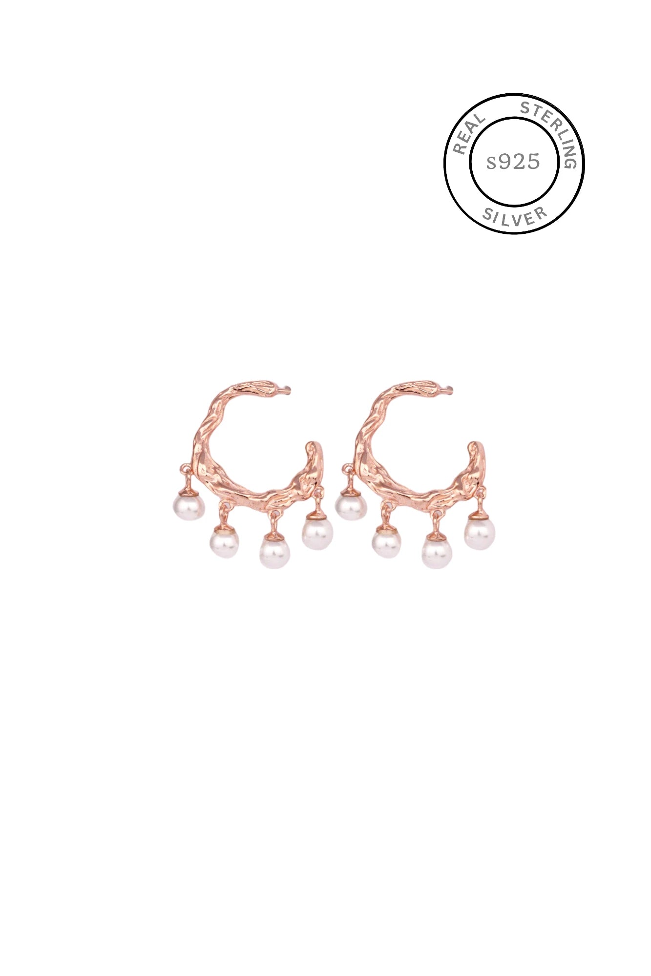 Rosegold Pearl Lava Earrings