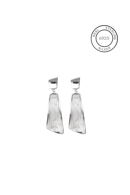 Silver Mother Of Pearl Art Earrings