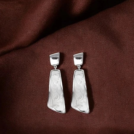 Silver Mother Of Pearl Art Earrings