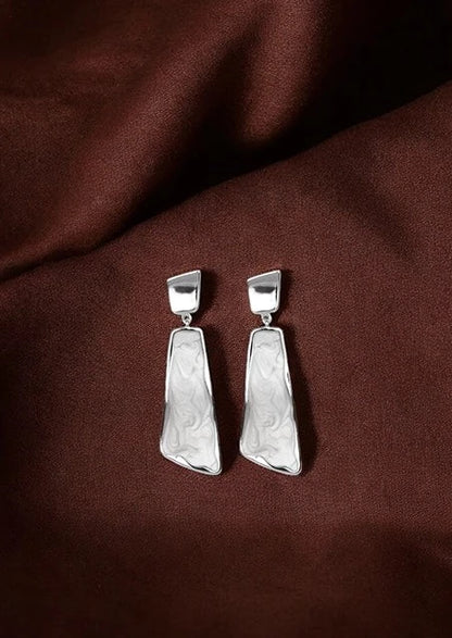 Silver Mother Of Pearl Art Earrings